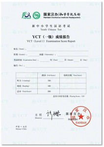 Сертификат YCT образец